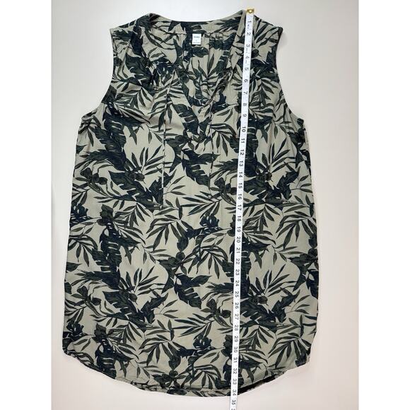 Old Navy Women’s Tropical Shift Dress L Green Black Floral Resort Vacation Rayon - Picture 5 of 11